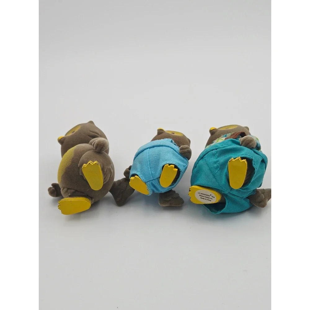 Lil Woodzeez Nighty Night Sleep Tight Owl Family Flocked Figures Set of 3 Brown